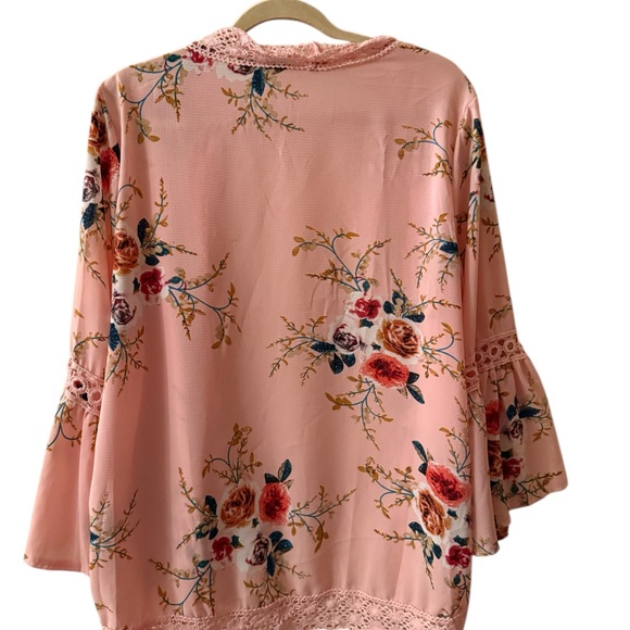 Floral Pink Kimono Cardigan Lg. - Picture 2 of 6